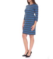 Aniston CASUAL Abito estivo da donna con stampa integrale, mini abito con scollo rotondo, 52386460, blu/nero