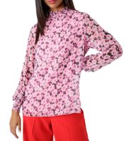 Aniston SELECTED Women's Summer Blouse with All-Over Floral Print, Long-Sleeve Shirt with Sheer Sleeves 45177117 Pink/Black