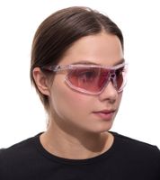 adidas Women's Sports Sunglasses, Cycling Glasses, Pink Lenses, Adjustable Nosepieces, UVA & UVB Protection, Filter Category 1, Vacation Glasses EW3596 Pink/Transparent