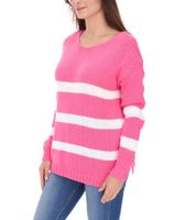 Maglione casual da donna Aniston in maglia con contenuto di cotone, per tutti i giorni, a maniche lunghe, 39680449, rosa/bianco