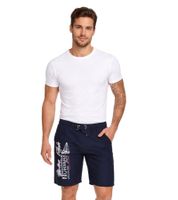 GEOGRAPHICAL NORWAY Quara/Quoyal Men's Swim Trunks with Logo Print, Swim Shorts with Pockets, Swim Shorts, Navy/Pink