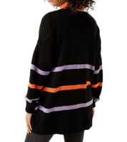 Aniston CASUAL Damen Strick-Jacke modischer Cardigan mit farbigen Streifen 95448519 Schwarz/Orange/Lila
