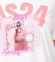 Aniston CASUAL T-Shirt Damen Baumwoll-T-Shirt mit SIS24 Schriftzug Kurzarm 85719030 Ecru-Weiß