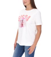 Aniston CASUAL T-Shirt Damen Baumwoll-T-Shirt mit SIS24 Schriftzug Kurzarm 85719030 Ecru-Weiß