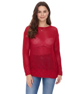Aniston CASUAL Maglione lavorato a maglia da donna con contenuto di cotone, maglia a maglia grossa, manica lunga, 83680609, rosso