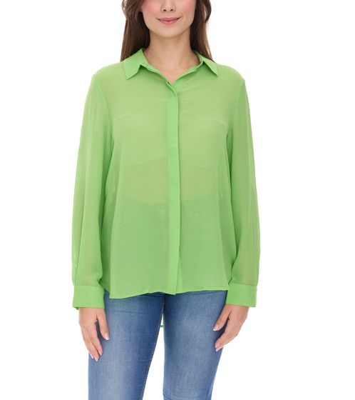 Aniston SELECTED Damen Sommer-Bluse Langarm-Shirt mit Kent-Kragen sommerliche Basic-Bluse 71710315 Grün
