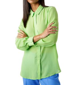 Aniston SELECTED Damen Sommer-Bluse Langarm-Shirt mit Kent-Kragen sommerliche Basic-Bluse 71710315 Grün
