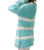 Aniston CASUAL Damen Strick-Pullover mit Baumwollanteil Alltags-Pullover Langarm-Shirt 78647339 Türkis/Weiß Aniston CASUAL Damen Strick-Pullover mit Baumwollanteil Alltags-Pullover Langarm-Shirt 78647339 Türkis/Weiß