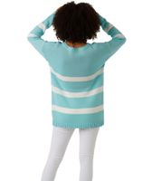 Aniston CASUAL Women's Knit Sweater with Cotton Content, Everyday Sweater, Long-Sleeved Shirt, 78647339 Turquoise/White