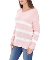 Aniston CASUAL Damen Strick-Pullover mit Baumwollanteil Alltags-Pullover Langarm-Shirt 74491342 Rosa/Weiß Aniston CASUAL Damen Strick-Pullover mit Baumwollanteil Alltags-Pullover Langarm-Shirt 74491342 Rosa/Weiß
