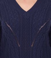 Aniston CASUAL Strick-Pullover mit V-Ausschnitt Alltags-Pullover mit Baumwollanteil Langarm-Shirt 38049702 Dunkelblau