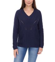 Aniston CASUAL Strick-Pullover mit V-Ausschnitt Alltags-Pullover mit Baumwollanteil Langarm-Shirt 38049702 Dunkelblau