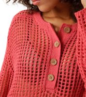 Aniston CASUAL Damen Strick-Pullover Grobstrick-Pullover mit Knopfleiste Langarm-Shirt 81819457 Rot