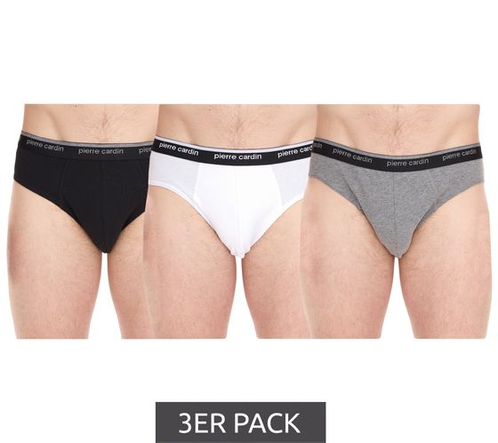 3er Pack Pierre Cardin Herren Slip mit Baumwoll-Stretch Unterwäsche Unterhose 015 4055530005 Schwarz, Grau, Weiß