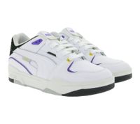 Chaussures en cuir véritable PUMA SLIPSTREAM au style rétro. Baskets décontractées aux accents colorés. Chaussures à lacets 393266 Blanc/Violet ou Blanc/Vert