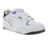 Chaussures en cuir véritable PUMA SLIPSTREAM au style rétro. Baskets décontractées aux accents colorés. Chaussures à lacets 393266 Blanc/Violet ou Blanc/Vert