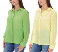 Aniston SELECTED Damen Sommer-Bluse Langarm-Shirt mit Kent-Kragen sommerliche Basic-Bluse Gelb oder Grün Aniston SELECTED Damen Sommer-Bluse Langarm-Shirt mit Kent-Kragen sommerliche Basic-Bluse Gelb oder Grün