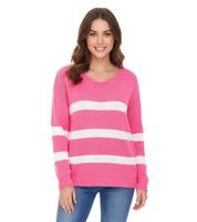 Aniston CASUAL Women's Knit Sweater with Cotton Content Everyday Sweater Long Sleeve Shirt Pink, Rose, or Turquoise