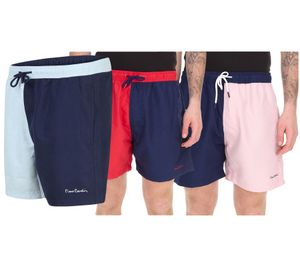 Pierre Cardin Herren Schwimm-Hose Badehose modische Schwimm-Shorts LA205027 Rot/Navy, Navy/Rosa oder Blau
