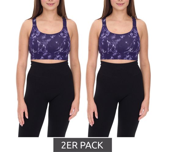 2-pack FAYN SPORTS Women's Sports Bra, Marbled Sports Top with Cotton Content, Activewear, Training Bra, Yoga Bra 34171929 Purple/Gray
