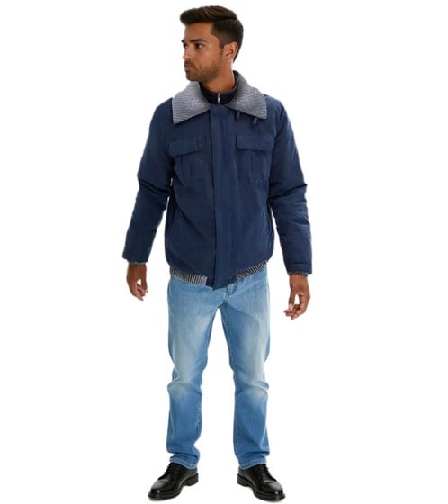 Herren Übergangs-Jacke mir gerippten Details schlichte Alltags-Jacke 904745 Blau/Grau