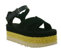 Sandali estivi con plateau in vera pelle da donna UGG Australia Aubrey con cinturino alla caviglia e suola in EVA W/1167471, neri