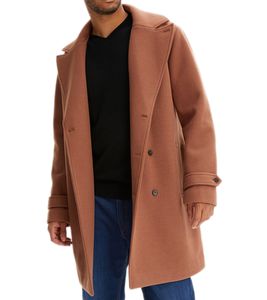 Men's Transition Coat with Wool Content, Simple Autumn Jacket, Winter Jacket 935091 Brown