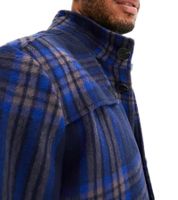 Men's Checked Transition Jacket with Cotton Content, Sweat Jacket with Detachable Hood and Check Pattern, 913708 Blue Men's Checked Transition Jacket with Cotton Content, Sweat Jacket with Detachable Hood and Check Pattern, 913708 Blue