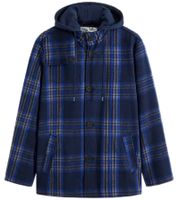 Men's Checked Transition Jacket with Cotton Content, Sweat Jacket with Detachable Hood and Check Pattern, 913708 Blue Men's Checked Transition Jacket with Cotton Content, Sweat Jacket with Detachable Hood and Check Pattern, 913708 Blue