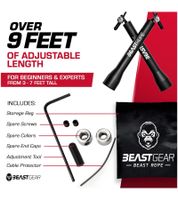 Corde à sauter BEASTGEAR Elite Premium en aluminium Corde à sauter Speed Fitness de 3 m ou corde à sauter Speed Fitness de 2,8 m en acier Fitness Boxe, MMA, HIIT, Musculation Rouge/Noir ou Noir Corde à sauter BEASTGEAR Elite Premium en aluminium Corde à sauter Speed Fitness de 3 m ou corde à sauter Speed Fitness de 2,8 m en acier Fitness Boxe, MMA, HIIT, Musculation Rouge/Noir ou Noir