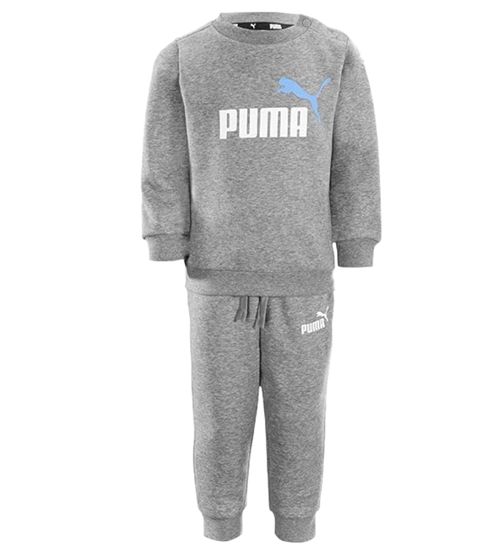 Set of 2 PUMA Children's Jogging Suits for Boys and Girls, Sweat Joggers, Crew Neck Pullover, Cotton Set, 627915 03 Gray