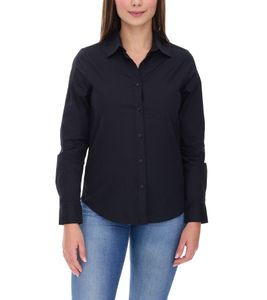 ELEVATE Hamell Langarm-Hemd schlichtes Damen Blusen-Hemd Popelin Bluse 3816999 Schwarz