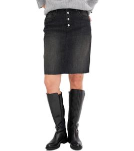 Gonna in denim da donna con strass, gonna in jeans, gonna in cotone, minigonna 918098 Nero/Grigio