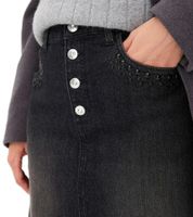 Gonna in denim da donna con strass, gonna in jeans, gonna in cotone, minigonna 918098 Nero/Grigio