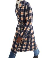 Manteau de printemps à carreaux pour femme avec ceinture, manteau de tous les jours, manteau basique, veste à manches longues 940534 Bleu/Orange Manteau de printemps à carreaux pour femme avec ceinture, manteau de tous les jours, manteau basique, veste à manches longues 940534 Bleu/Orange