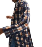 Manteau de printemps à carreaux pour femme avec ceinture, manteau de tous les jours, manteau basique, veste à manches longues 940534 Bleu/Orange Manteau de printemps à carreaux pour femme avec ceinture, manteau de tous les jours, manteau basique, veste à manches longues 940534 Bleu/Orange