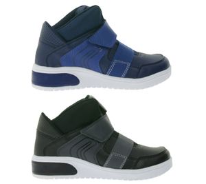 Baskets mi-montantes GEOX Luminous Xled pour enfant, semelle respirante, fermeture velcro, pour garçon et fille, J847QA-5411, noir ou bleu Baskets mi-montantes GEOX Luminous Xled pour enfant, semelle respirante, fermeture velcro, pour garçon et fille, J847QA-5411, noir ou bleu