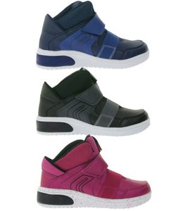 GEOX Luminous Xled Kinder Alltags-Sneaker mit atmungsaktiver Sohle Mid-Cut-Schuhe mit Klettverschluss für Jungen und Mädchen in Schwarz, Blau oder Pink