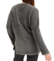 Maglione morbido in pile da donna, maglione lavorato a maglia con scollo a V, maglione base in filato di pile 924617 Grigio