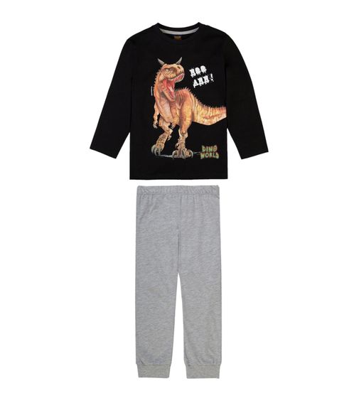 DINO WORLD Ensemble pyjama 2 pièces pour garçon avec imprimé dinosaure, vêtements d'intérieur en coton, pantalon uni, vêtements de nuit 44040452 Noir/Gris
