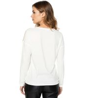 Maglione natalizio da donna con paillettes e scollo tondo, maglione albero di Natale, maglia a maniche lunghe con glitter 951396 Bianco
