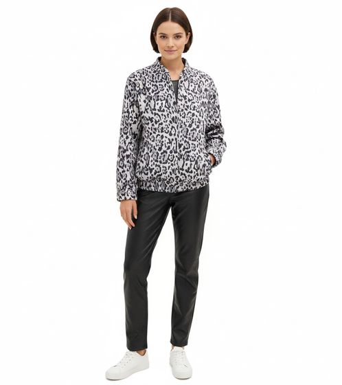 Sustainable women's leopard-print blouson jacket, transitional jacket, spring jacket, cozy summer jacket 909753 Beige