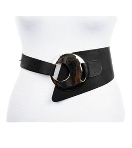 Vanzetti Damen Echt-Leder-Gürtel breiter Gürtel modischer Taillengürtel 75088058 Schwarz