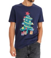 Men's T-Shirt with Christmas Motif, Cotton Shirt, Summer Shirt, Short-Sleeved Shirt, 951021 Dark Blue Men's T-Shirt with Christmas Motif, Cotton Shirt, Summer Shirt, Short-Sleeved Shirt, 951021 Dark Blue