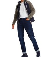Warm Men's Thermal Cargo-Style Jeans, Straight Leg Denim Pants 924006, Dark Blue