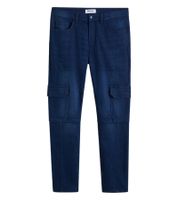 Warm Men's Thermal Cargo-Style Jeans, Straight Leg Denim Pants 924006, Dark Blue