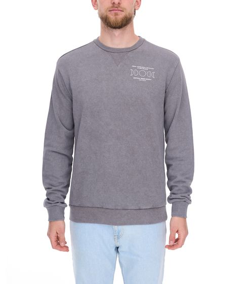 SKY REBEL Men's Round Neck Cotton Sweater with Antique Look H10068C21372A 12400 Gray