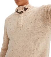 Herren Strick-Pullover mit Duffle-Knopf Stehkragen-Sweater gesprenkelte Optik Große Größen 922837 Beige Herren Strick-Pullover mit Duffle-Knopf Stehkragen-Sweater gesprenkelte Optik Große Größen 922837 Beige