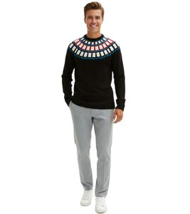 Men's Knitted Sweater with Geometric Pattern, Casual Sweater 915843 Black Men's Knitted Sweater with Geometric Pattern, Casual Sweater 915843 Black