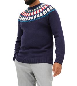 Pull homme en maille à motif géométrique, pull de loisirs 920675 Bleu